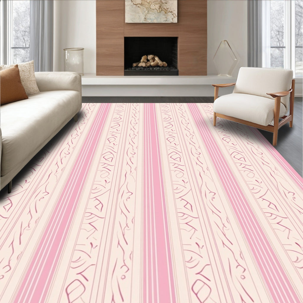 Pink Striped Swirl Pattern Rug