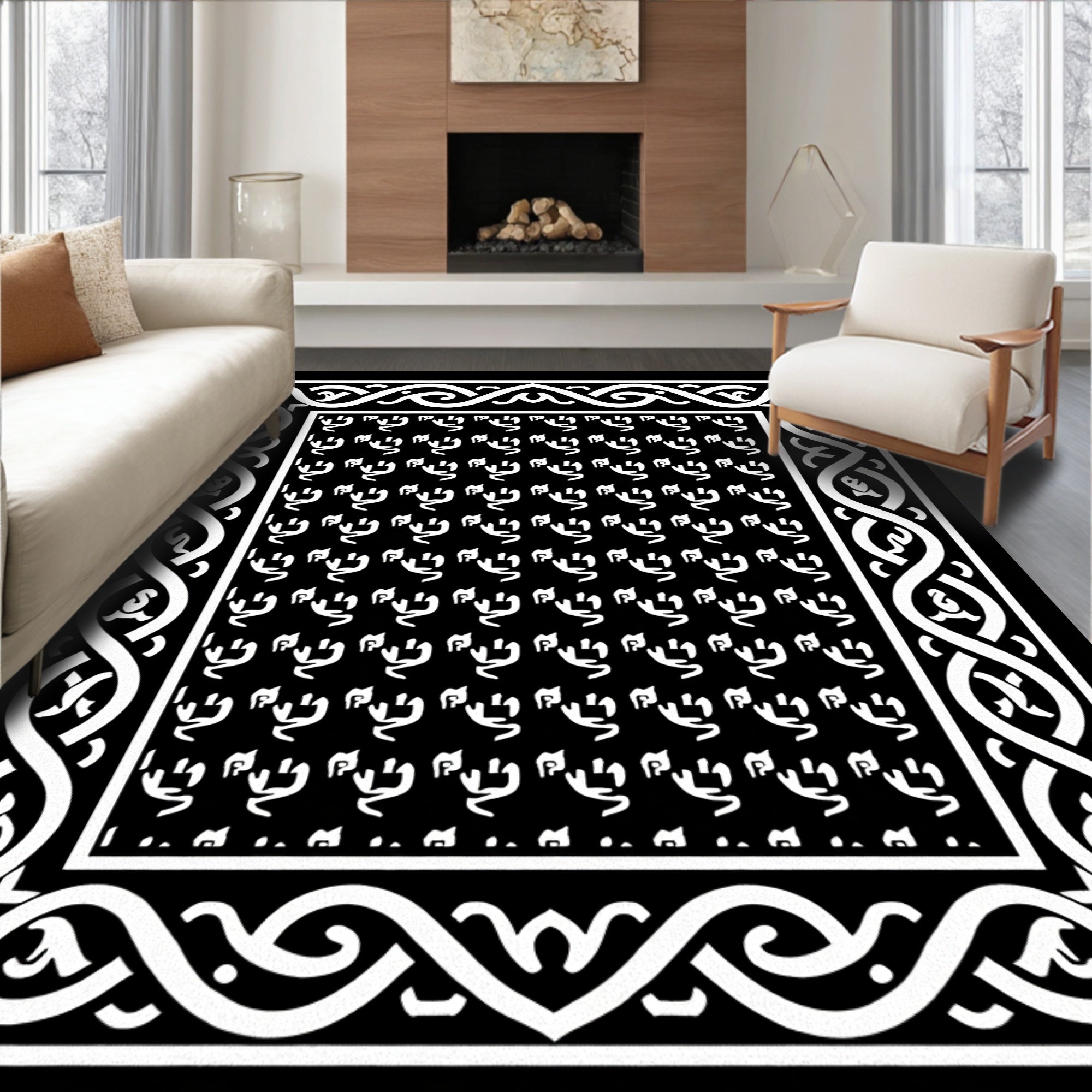 Intricate Celtic Knot Border Rug