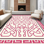 Pink Red Abstract Geometric Pattern Rug