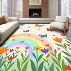 Rainbow Butterfly Floral Garden Rug