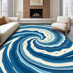 Deep Blue Swirl Agate Pattern Rug