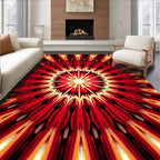 Fiery Sunburst Radial Pattern Rug