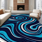 Oceanic Swirl Blue White Design Rug