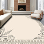 Elaborate Outline Leaf Border Design Rug