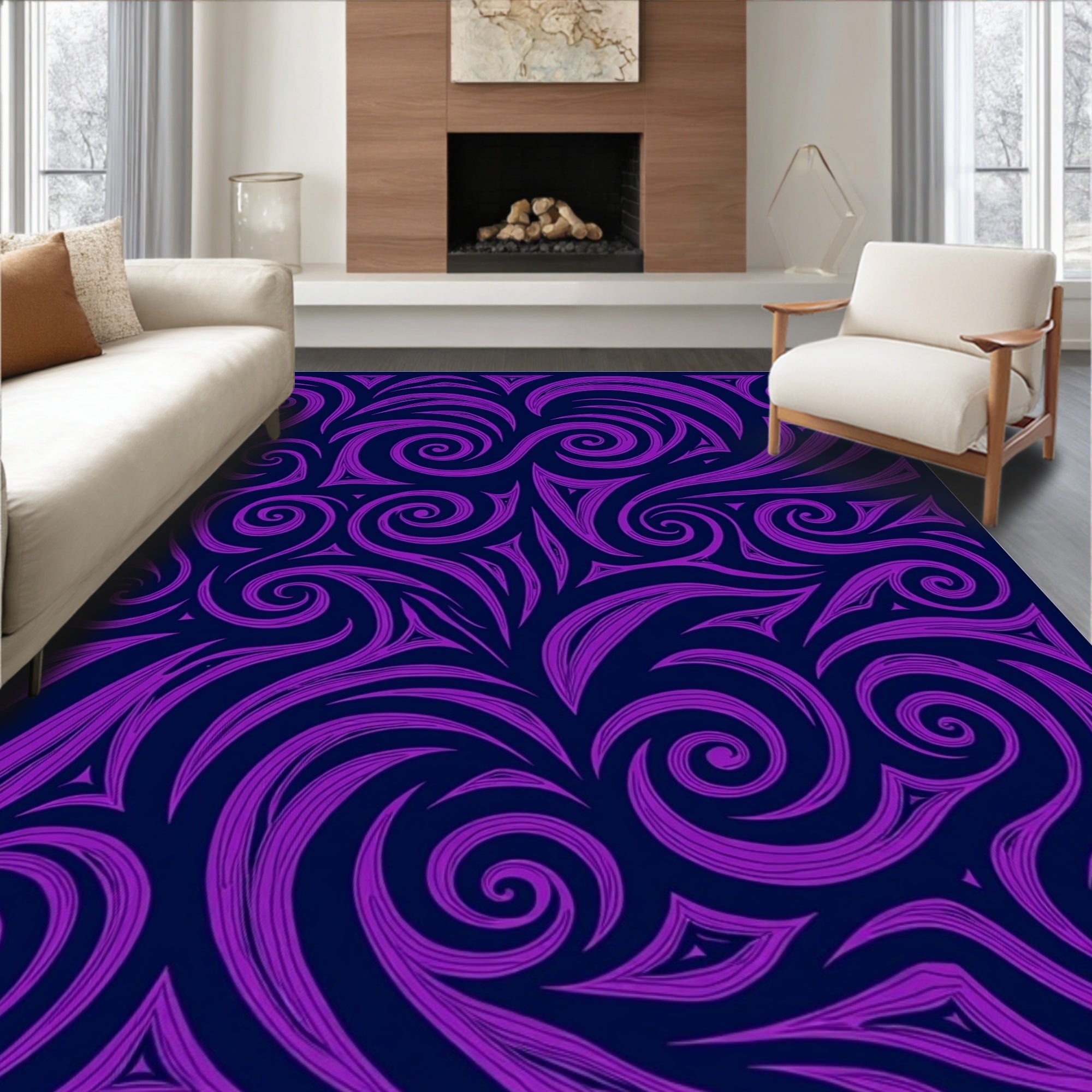 Purple Swirl Abstract Pattern Rug