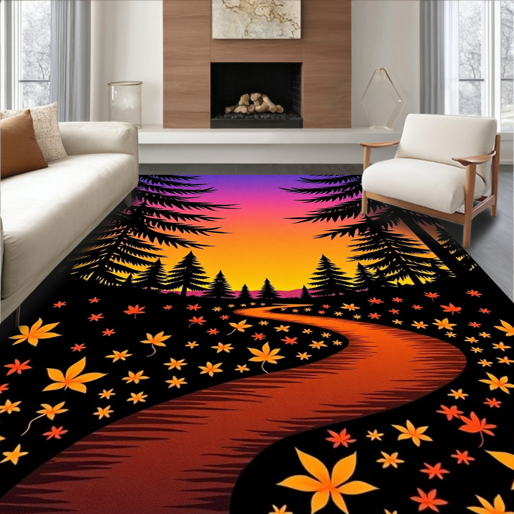 Forest Path Autumn Leaves Rug