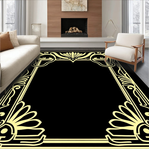 Art Nouveau Floral Scrollwork Frame Design Rug