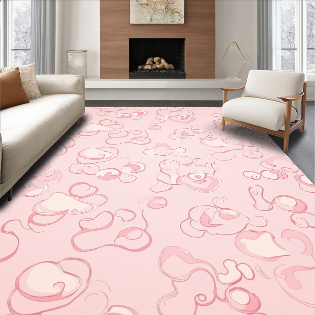 Abstract Pink Cloud Pattern Rug
