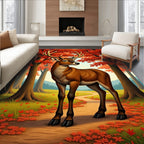 Autumn Deer Woodland Scene Rug