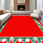 Festive Holly Berries Pine Border Rug