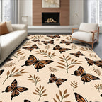 Brown Butterfly Leaf Pattern Rug