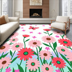 Daisies with Butterflies and Flowers Rug