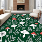 Whimsical Mushroom Forest Foliage Pattern Rug