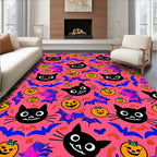 Whimsical Halloween Cats Pumpkins Pattern Rug
