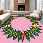 Festive Leaf Bell Swirl Oval Design Rug
