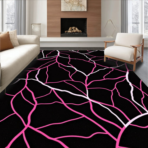 Abstract Pink White Vein Pattern Rug
