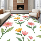 Pink and Yellow Floral Pattern Rug