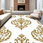 Elegant Gold Scrollwork Damask Design Rug