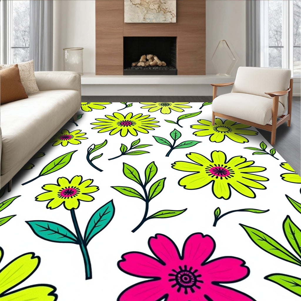 Bright Floral Pattern Rug