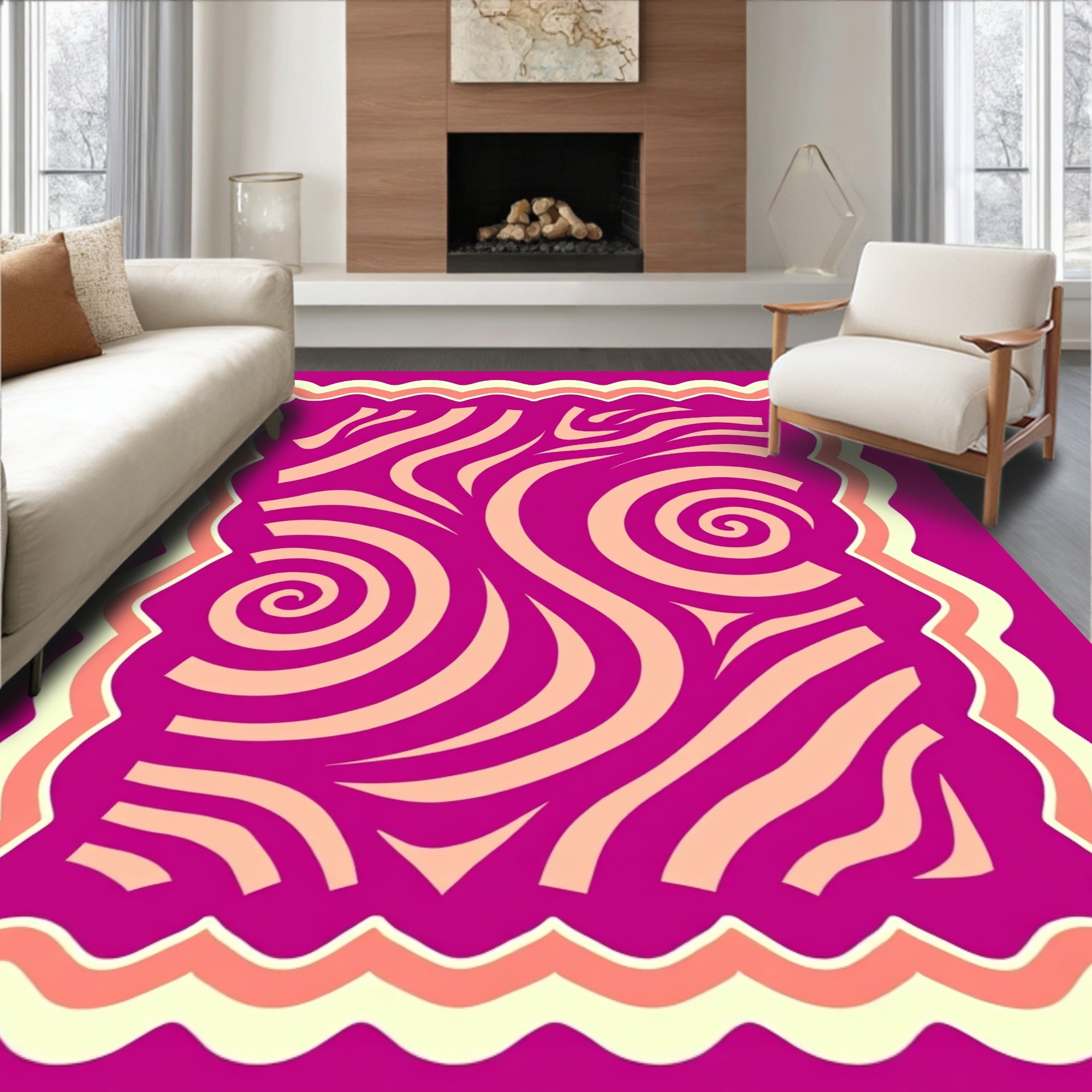 Abstract Swirls Stripes Pattern Rug