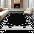 Art Deco Geometric Black White Design Rug