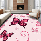 Pink Butterflies and Swirls Pattern Rug