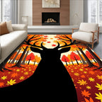 Deer Autumn Forest Scene Rug