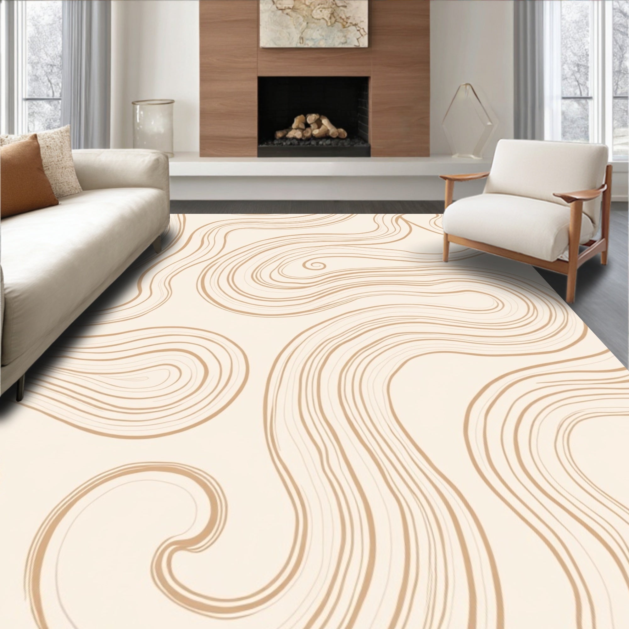 Creamy Swirls Organic Pattern Rug