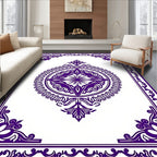 Purple Mandala With Floral Border Rug