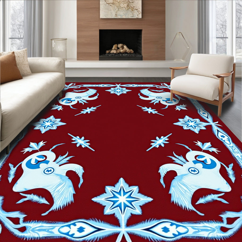Stylized Bird And Star Pattern Rug