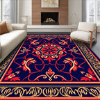 Red Floral Bordered Pattern Rug