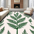 Dark Green Fern Leaf Pattern Rug