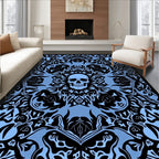 Gothic Skull Blue Black Pattern Rug