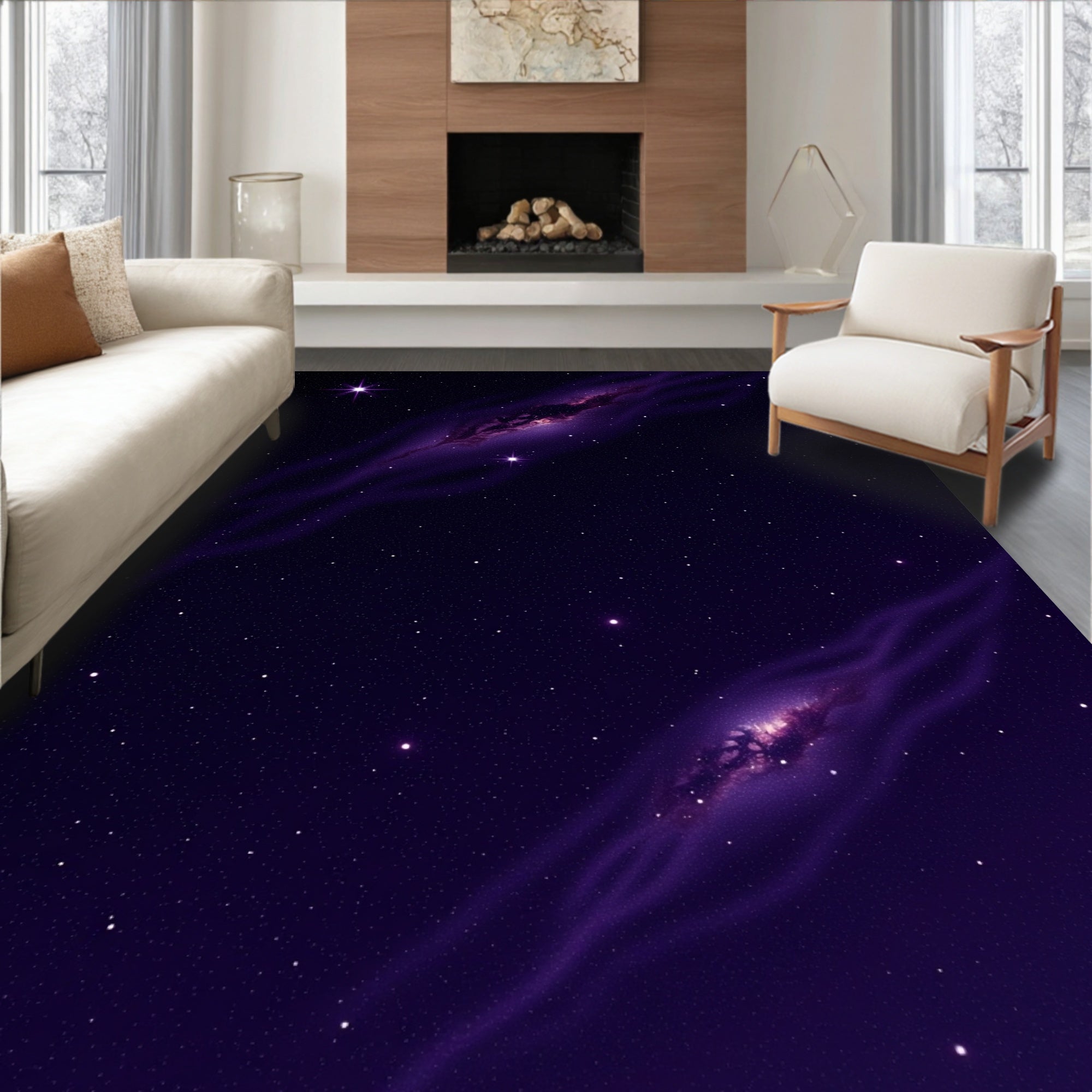 Cosmic Nebula Starry Night Rug