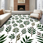 Green Leafy Branch Pattern Design Rug