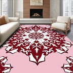 Maroon Floral Mandala Pattern Rug