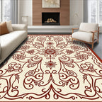 Elegant Red Floral Vine Swirl Rug