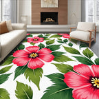 Tropical Hibiscus Flower Floral Pattern Design Rug