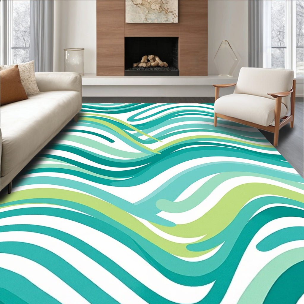 Oceanic Wavy Stripe Design Rug