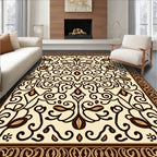Intricate Floral Scrollwork Cream Rug