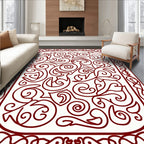 Classic Red Swirls Flourish Pattern Rug