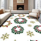 Festive Wreath and Snowflake Pattern Rug