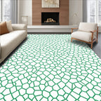 Green Irregular Geometric Web Pattern Rug