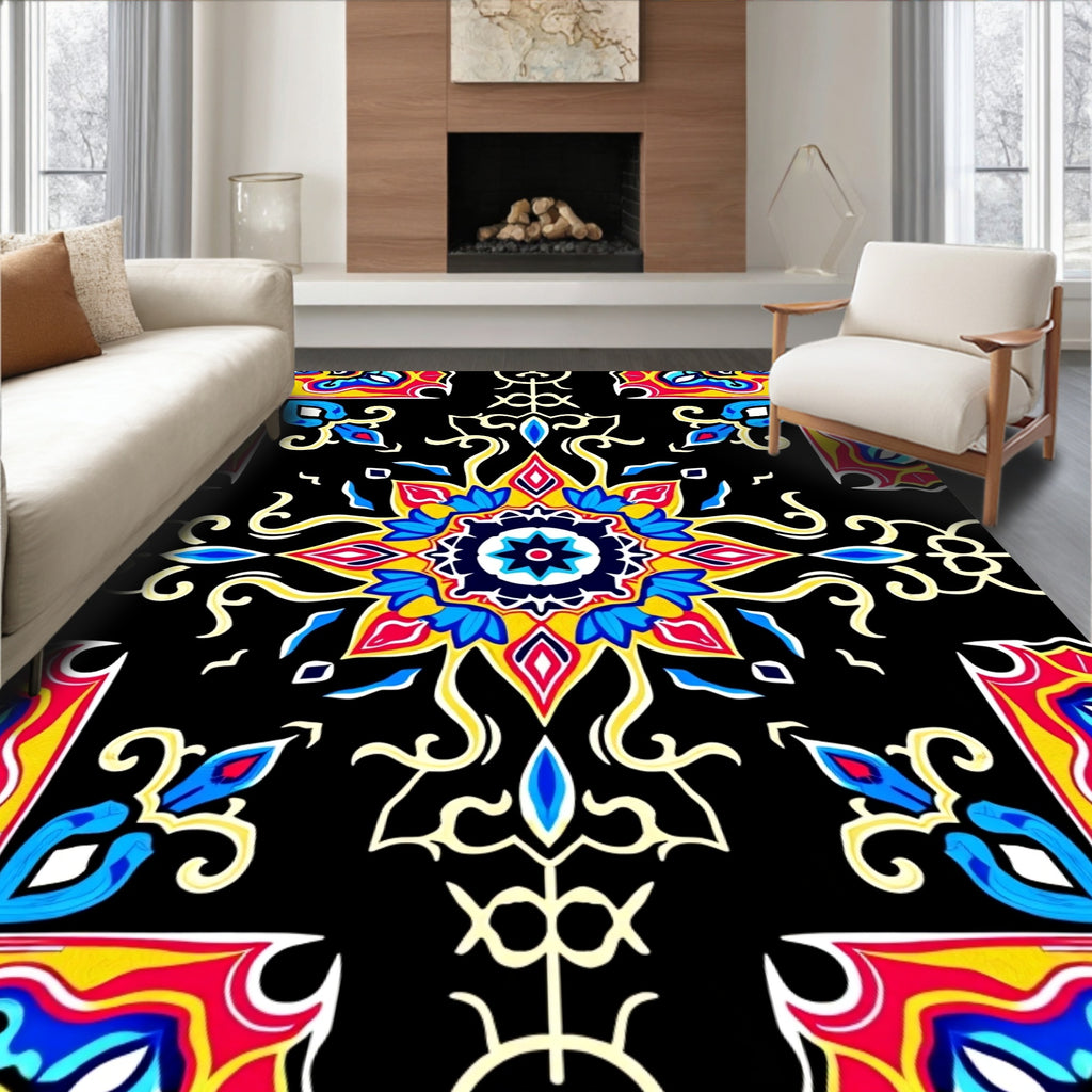 Colorful Radial Medallion Pattern Rug