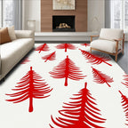 Radiant Red Pine Tree Pattern Rug