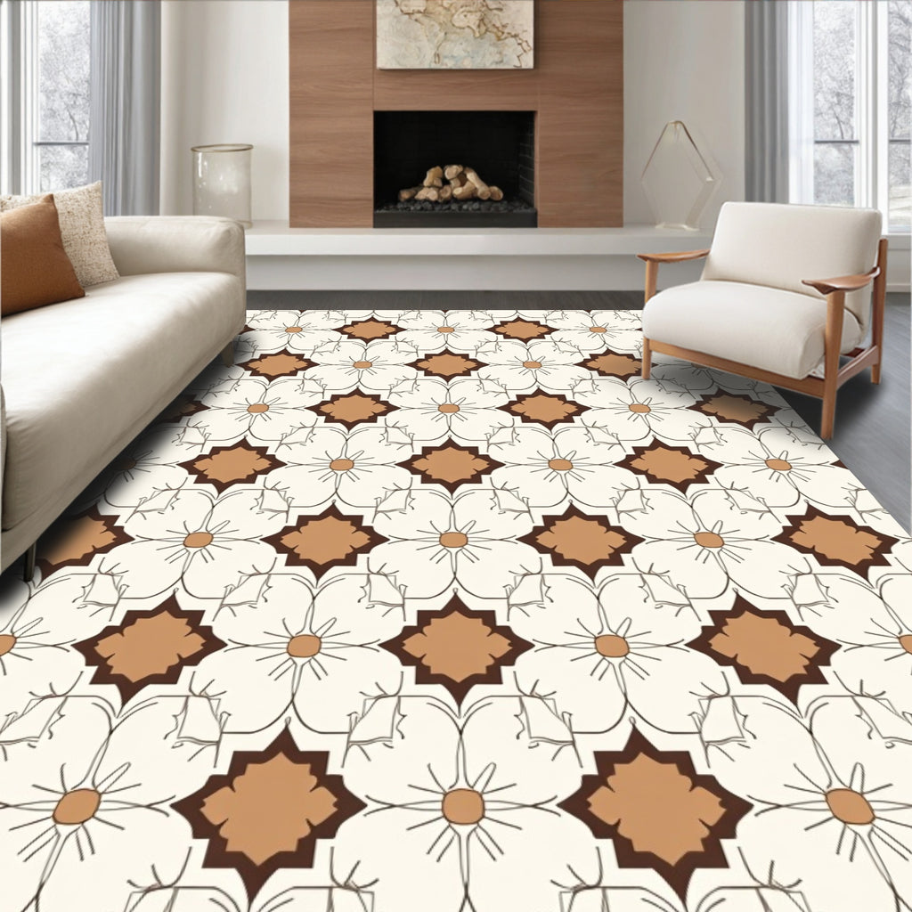 Classic Floral Pattern With Brown Accents Rug