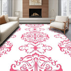 Pink Scrollwork Floral Pattern Rug