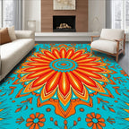 Vibrant Floral Mandala Pattern Rug