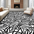 Bold Abstract Black White Lines Rug