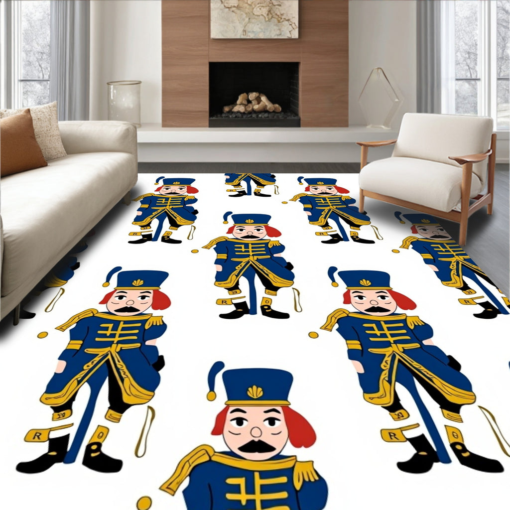 Blue Gold Nutcracker Soldiers Repeat Rug